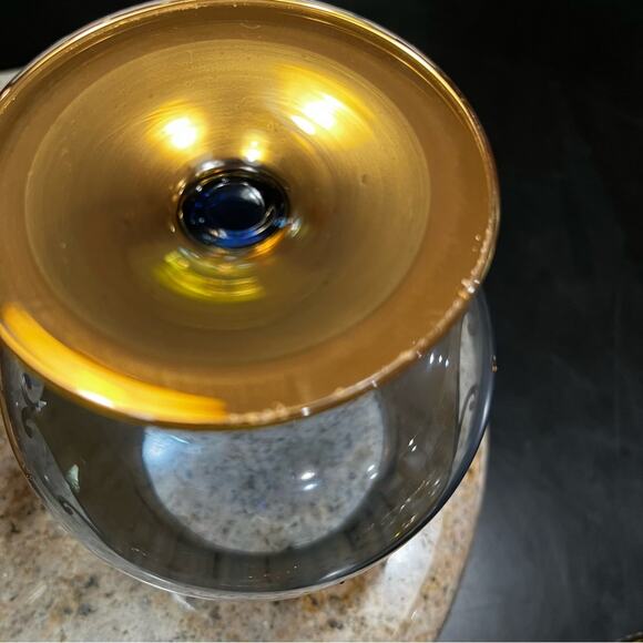 Bohemian Czech Vintage Tre Fuochi Hand Painted Crystal Gold Gilt Brandy Snifter - Picture 14 of 16